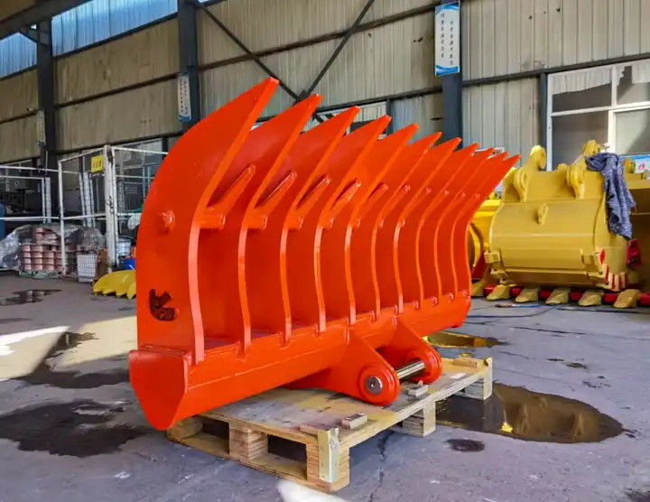 10-20T Root Rake For Excavator  sweeping long bulky debris left on the ground